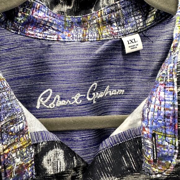 Robert Graham Men's 1X Long Sleeve Button Up Shirt Black White Design - Picture 4 of 10